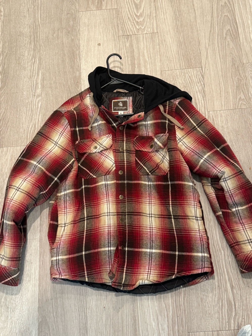 Legendary Outfitters Men’s Red Plaid Hooded Field Jacket